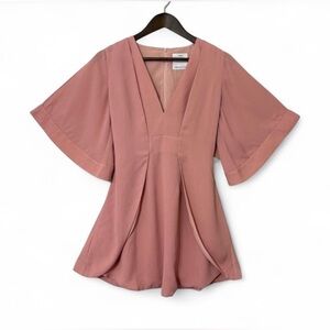 C/MEO Collective Pink Mini Dress Romantic Bell Sleeve Spring Dusty Rose Feminine